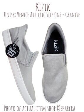 Kizik Unisex Venice Athletic Slip Ons Granite Canvas Shoes DVENGG01-1D Men 8.5